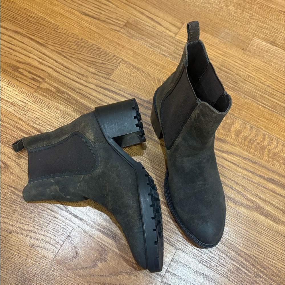 Thursday Boot Company Knockout Boots Booties in Dark Olive Suede